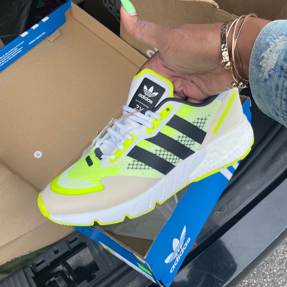 Adidas Neon Yellow and Black Athletic Shoes